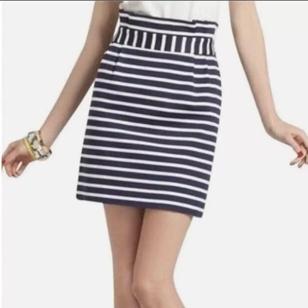 Kate Spade Straight Pencil Skirt Womens 0 White Black Stripes Preppy Career